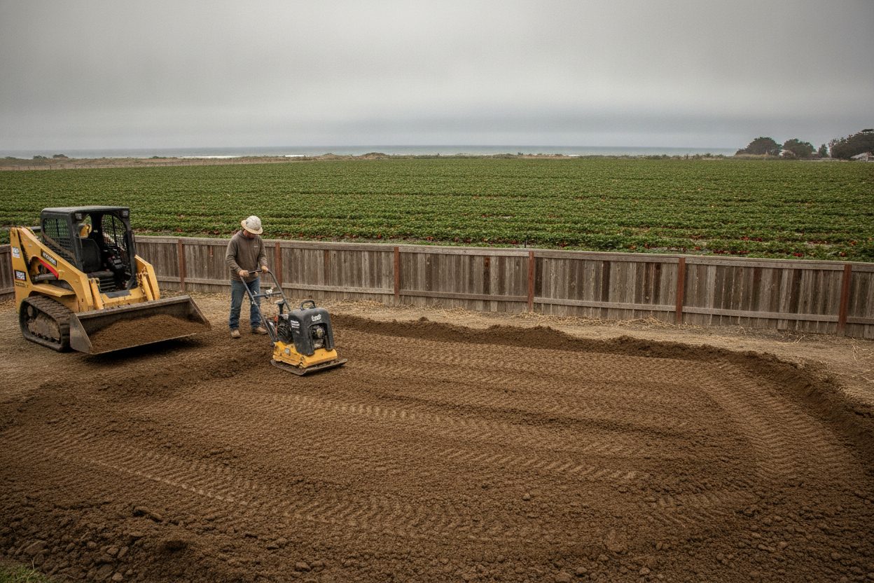 Fill being compacted where a pool was removed in Oxnard