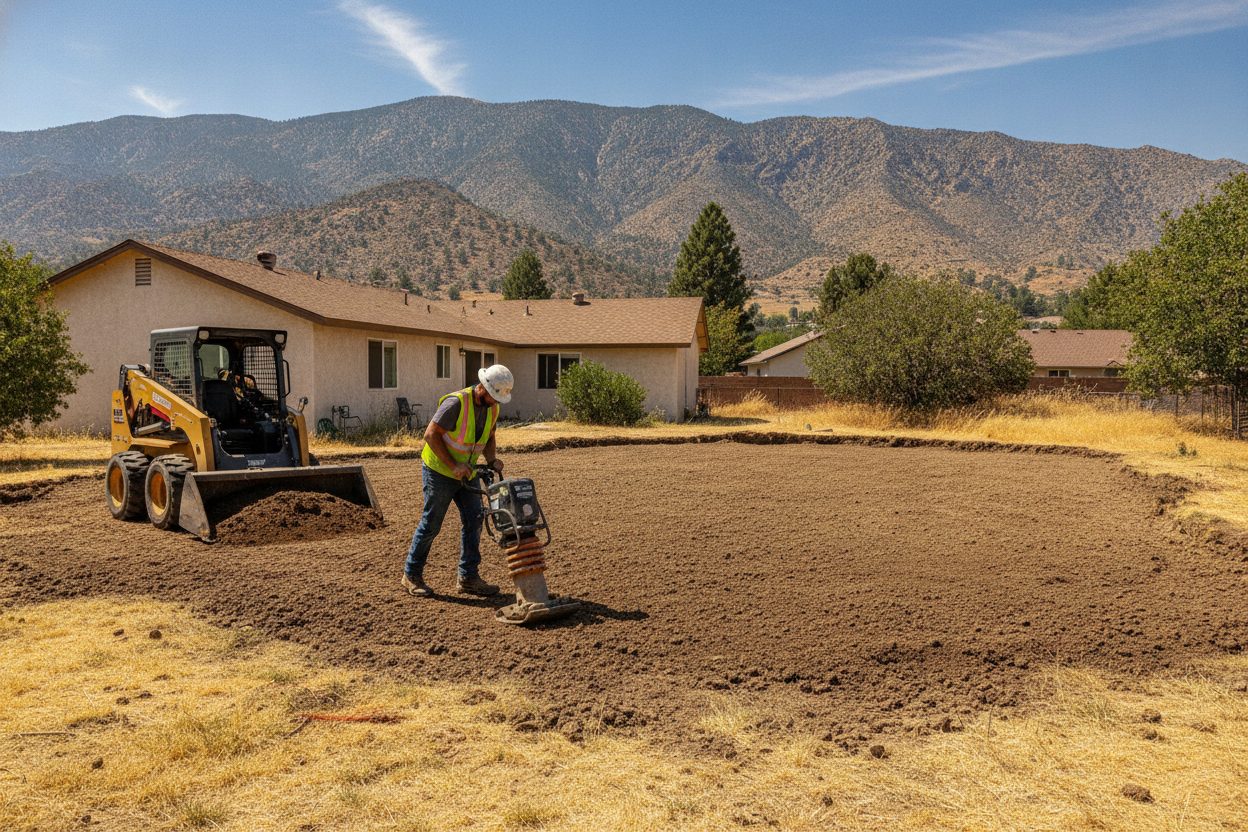 Fill being compacted where a pool was removed in San Bernardino
